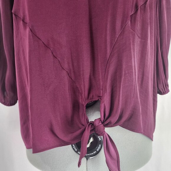 Dolan Left Coast Collection Womens XL Burgundy Knotted Front Blouse - Picture 5 of 16